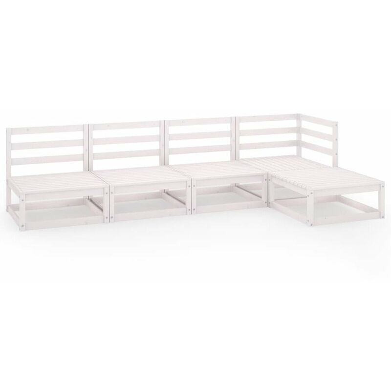 

Happyshopping - Set de salon de jardin de 5 piezas blanco madera maciza de pino