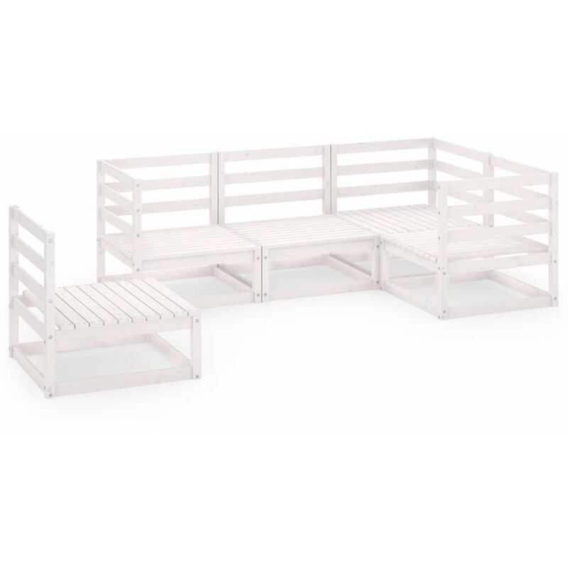 

Happyshopping - Set de salon de jardin de 5 piezas blanco madera maciza de pino
