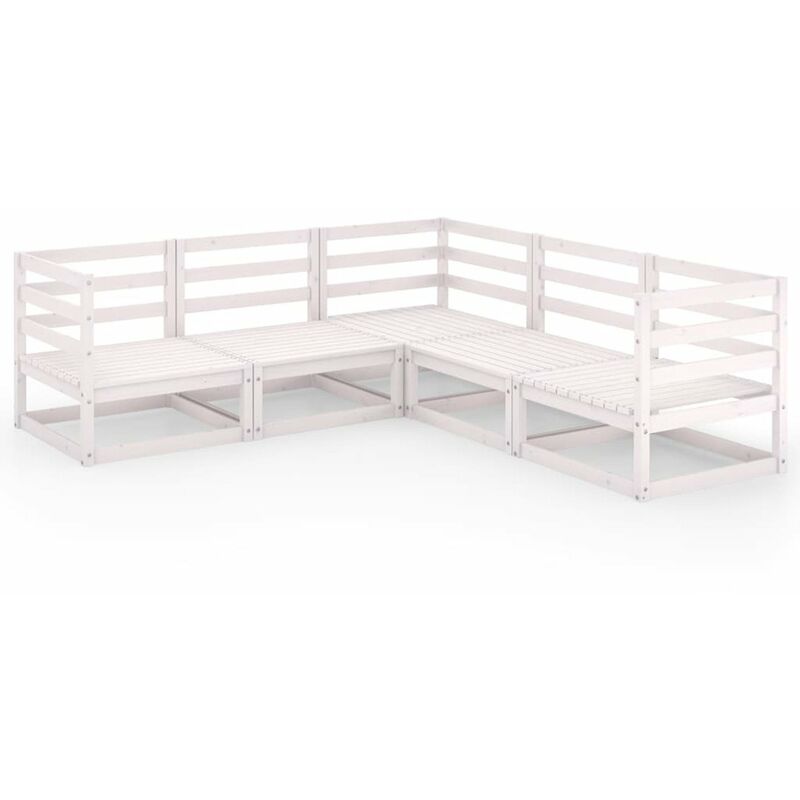 

Happyshopping - Set de salon de jardin de 5 piezas blanco madera maciza de pino