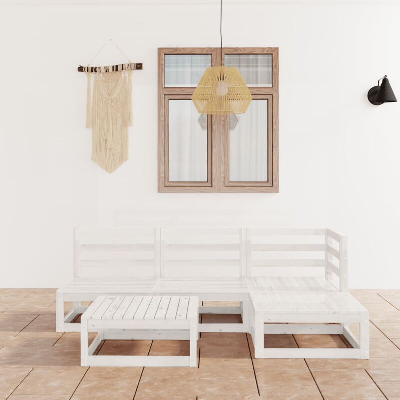 

Set de salón de jardín de 5 piezas blanco madera maciza de pino