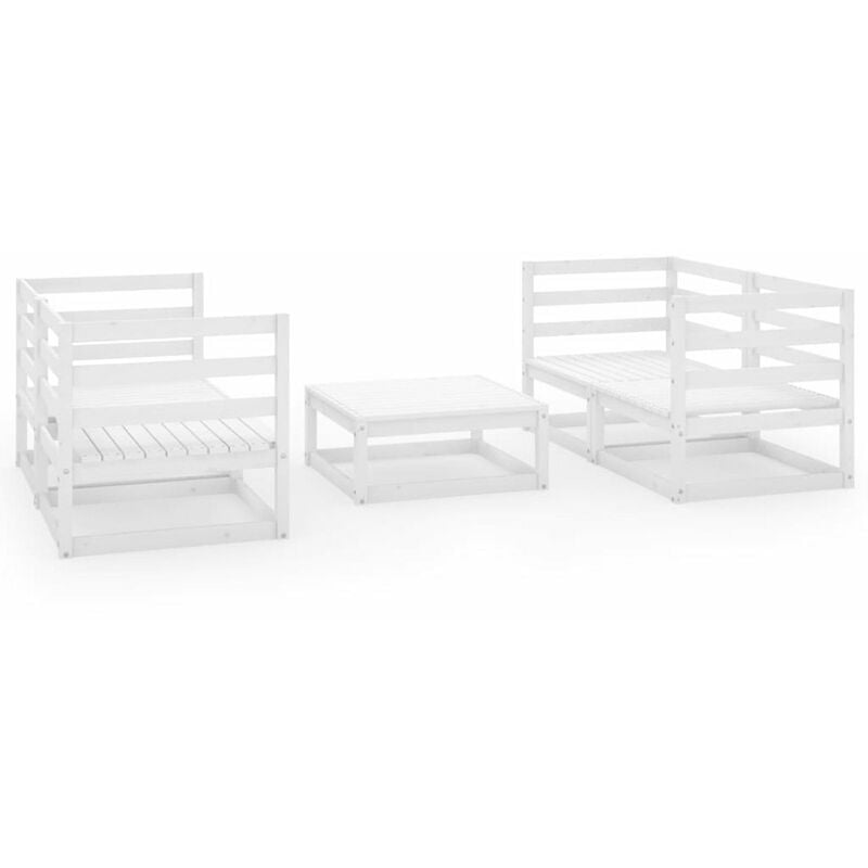 

Happyshopping - Set de salon de jardin de 5 piezas blanco madera maciza pino
