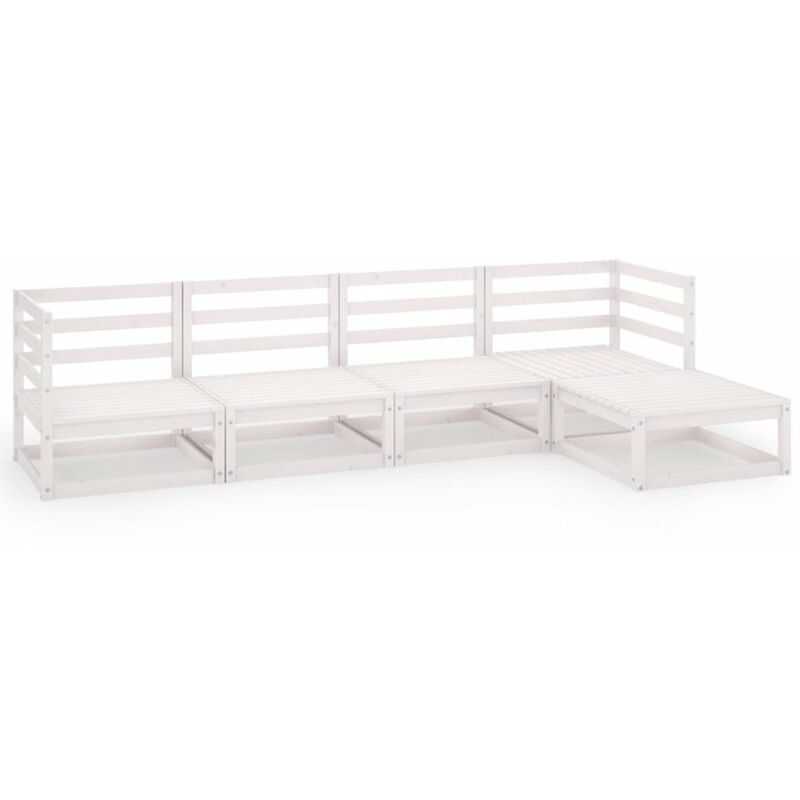 

Happyshopping - Set de salon de jardin de 5 piezas blanco madera maciza pino
