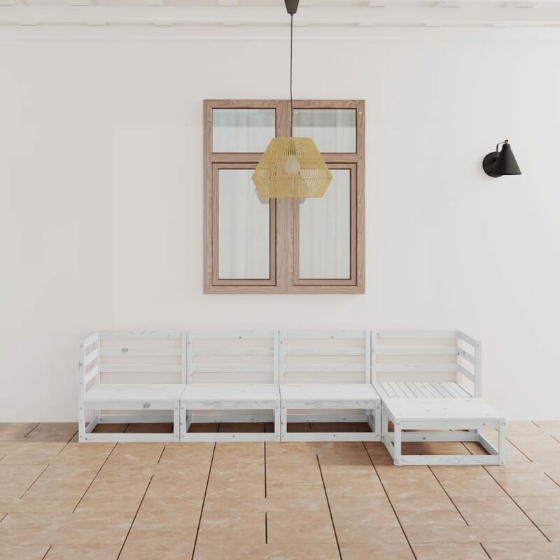 

Set de salón de jardín de 5 piezas blanco madera maciza pino