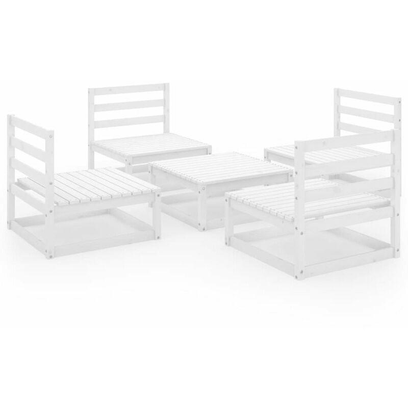 

Set de salon de jardin de 5 pzas blanco madera maciza de pino