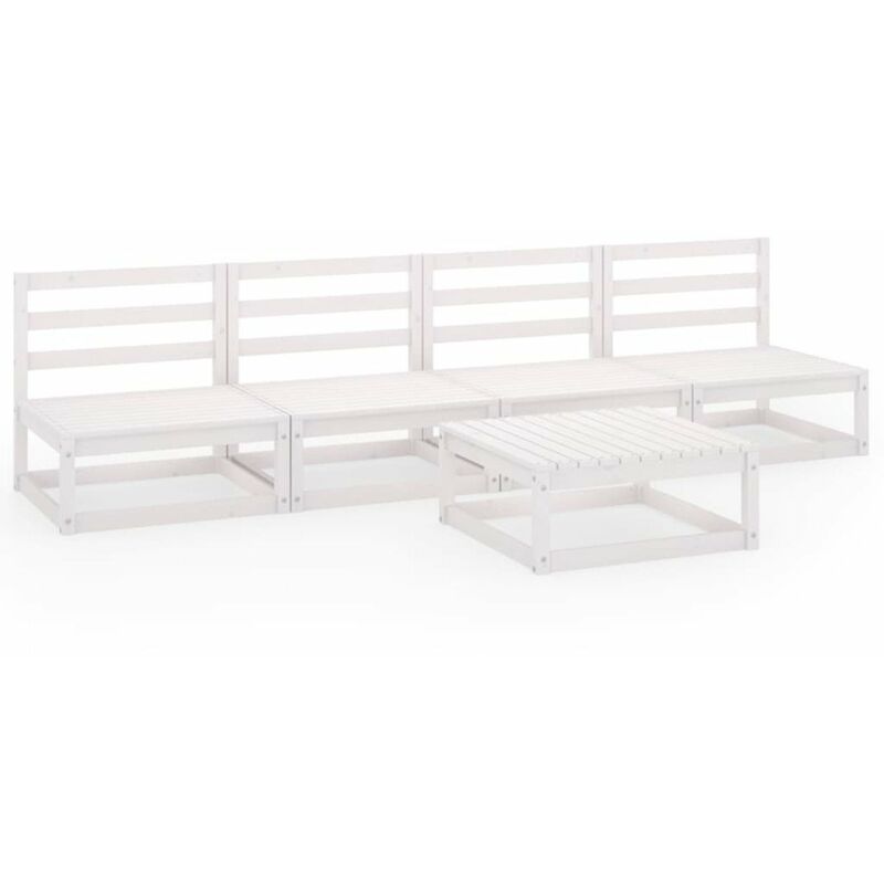 

Set de salon de jardin de 5 pzas blanco madera maciza de pino