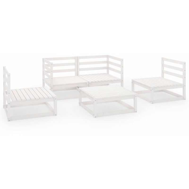 

Set de salon de jardin de 5 pzas blanco madera maciza de pino