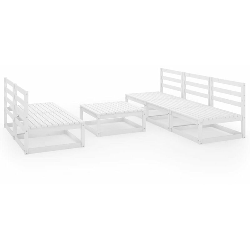 

Set de salon de jardin de 6 piezas blanco madera maciza de pino