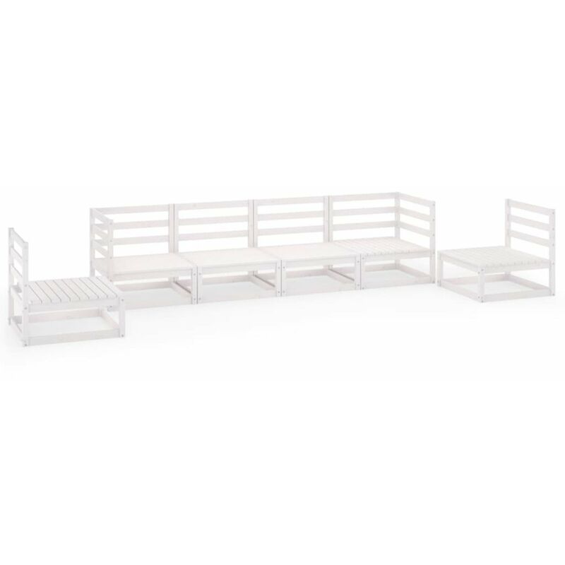 

Happyshopping - Set de salon de jardin de 6 piezas blanco madera maciza de pino