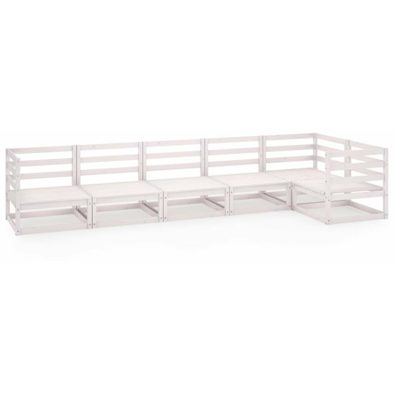 

Happyshopping - Set de salon de jardin de 6 piezas blanco madera maciza de pino