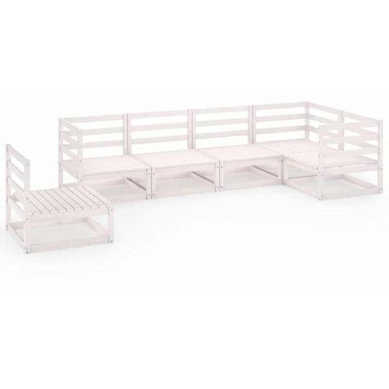 

Happyshopping - Set de salon de jardin de 6 piezas blanco madera maciza de pino