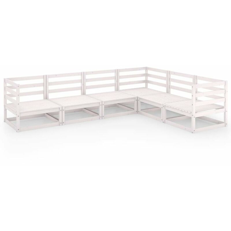 

Happyshopping - Set de salon de jardin de 6 piezas blanco madera maciza de pino