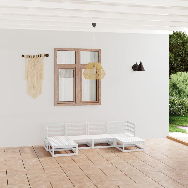 

Set de salón de jardín de 6 piezas madera maciza de pino