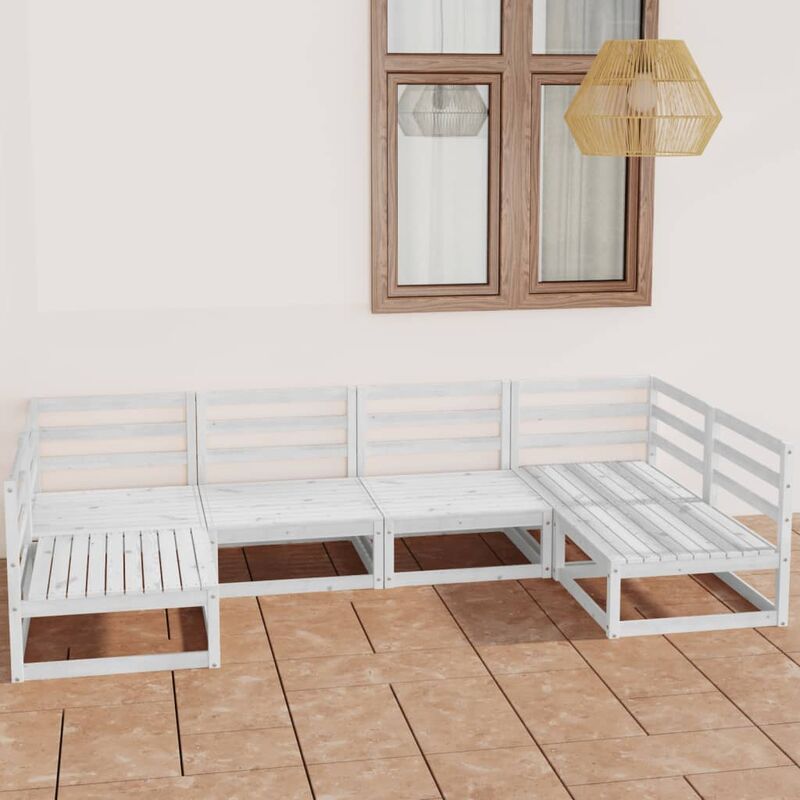 

Set de salón de jardín de 6 piezas madera maciza de pino