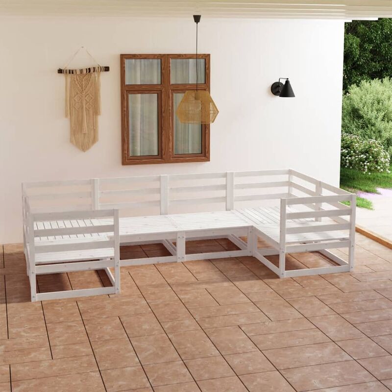

Set de salón de jardín de 6 piezas madera maciza de pino