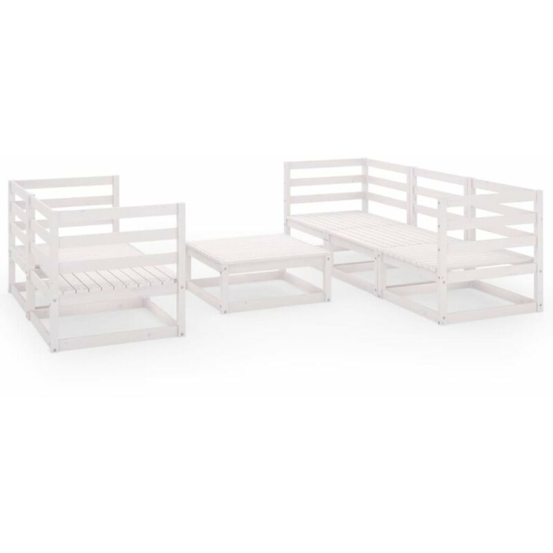 

Set de salon de jardin de 6 pzas blanco madera maciza de pino