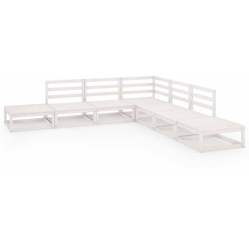 

Happyshopping - Set de salon de jardin de 7 piezas blanco madera maciza de pino