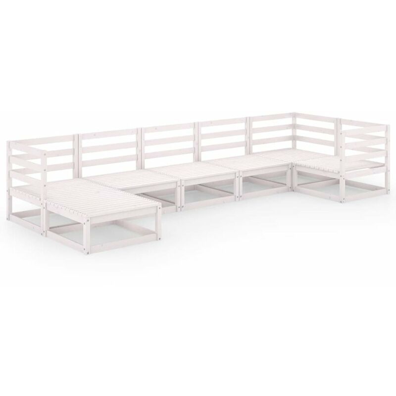 

Set de salon de jardin de 7 piezas blanco madera maciza de pino