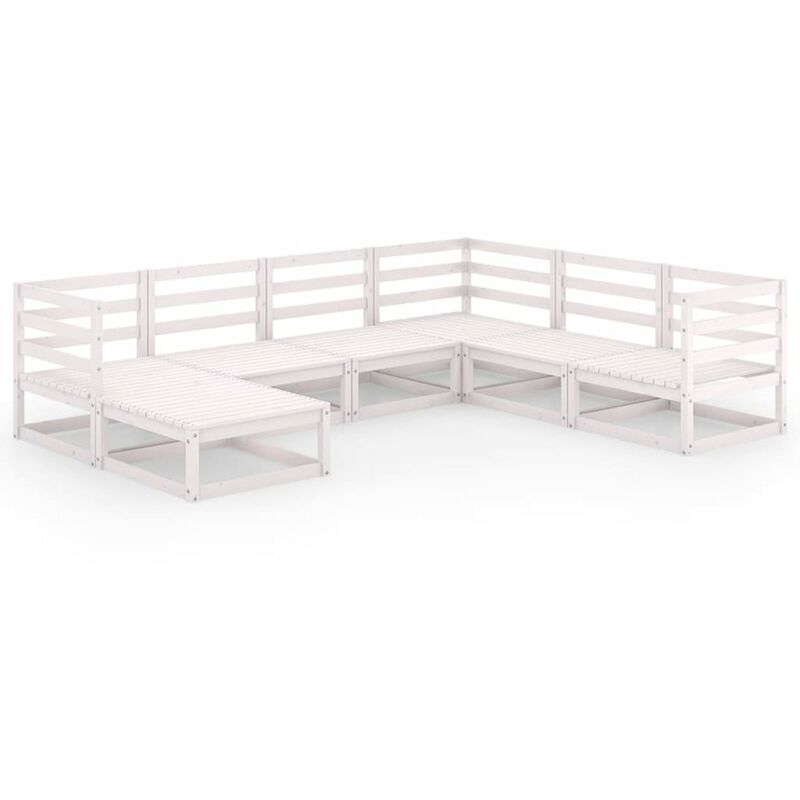 

Set de salon de jardin de 7 piezas blanco madera maciza de pino