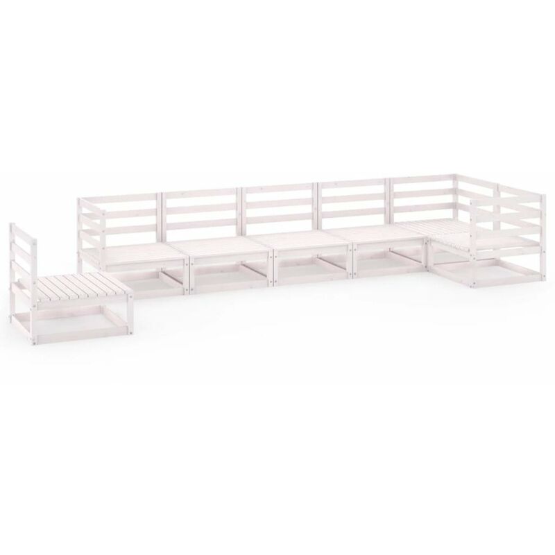 

Happyshopping - Set de salon de jardin de 7 piezas blanco madera maciza de pino