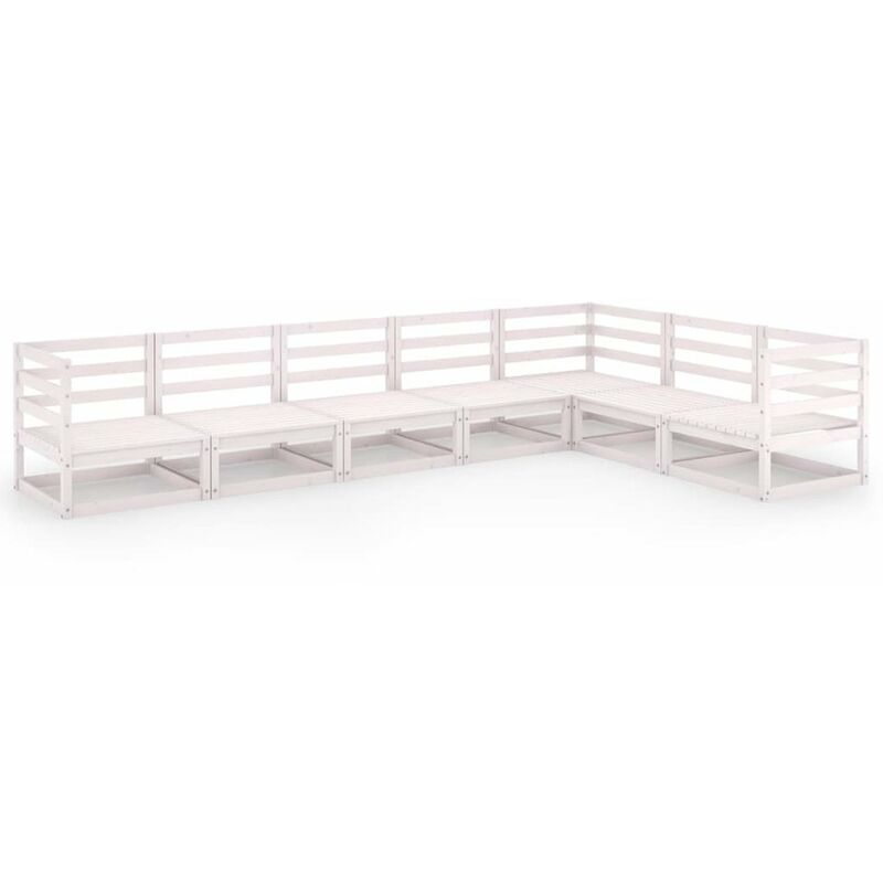 

Happyshopping - Set de salon de jardin de 7 piezas blanco madera maciza de pino