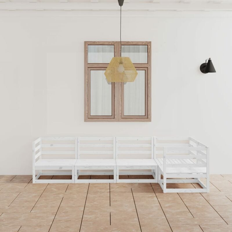

Set de salón de jardín de 7 piezas blanco madera maciza de pino