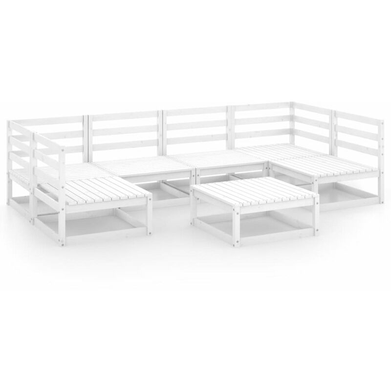 

Happyshopping - Set de salon de jardin de 7 piezas madera maciza de pino