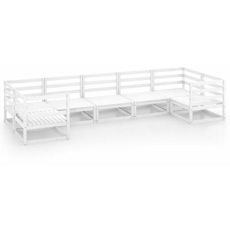 

Happyshopping - Set de salon de jardin de 7 piezas madera maciza de pino