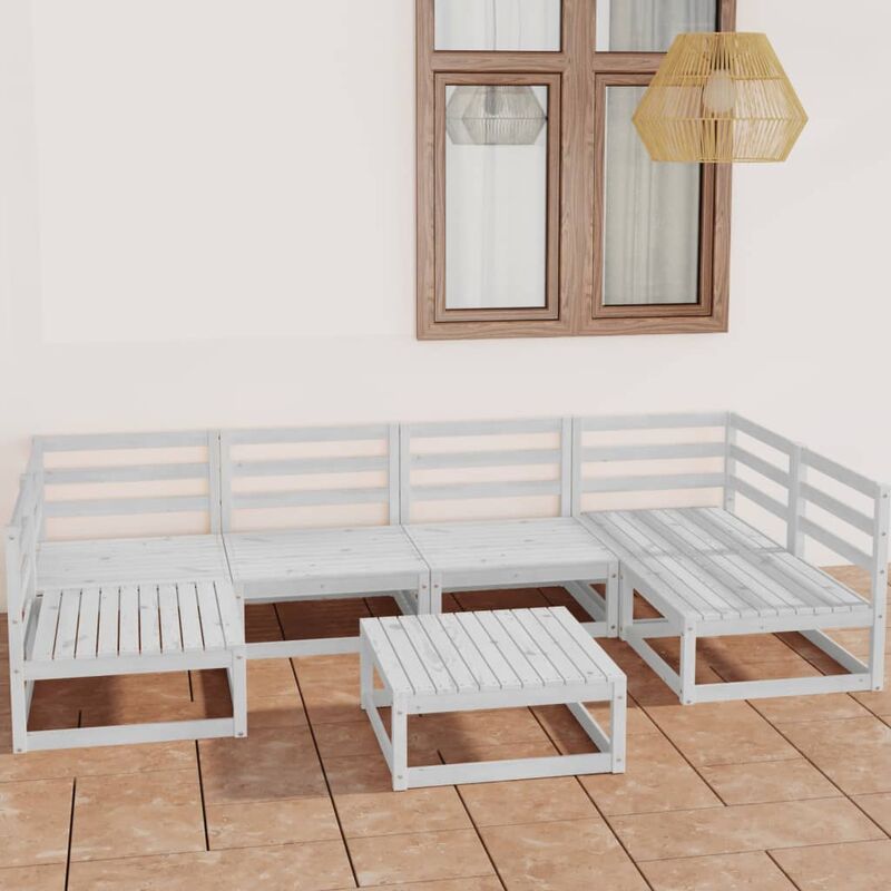 

Set de salón de jardín de 7 piezas madera maciza de pino