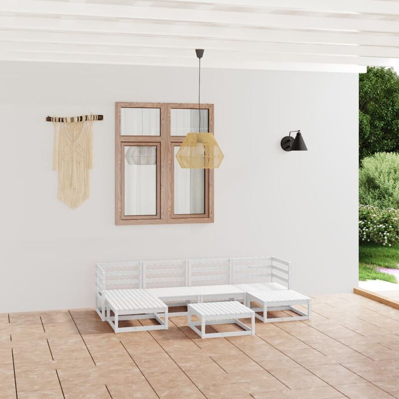 

Set de salón de jardín de 7 piezas madera maciza de pino