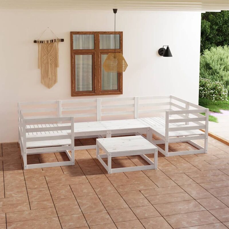 

Set de salón de jardín de 7 piezas madera maciza de pino