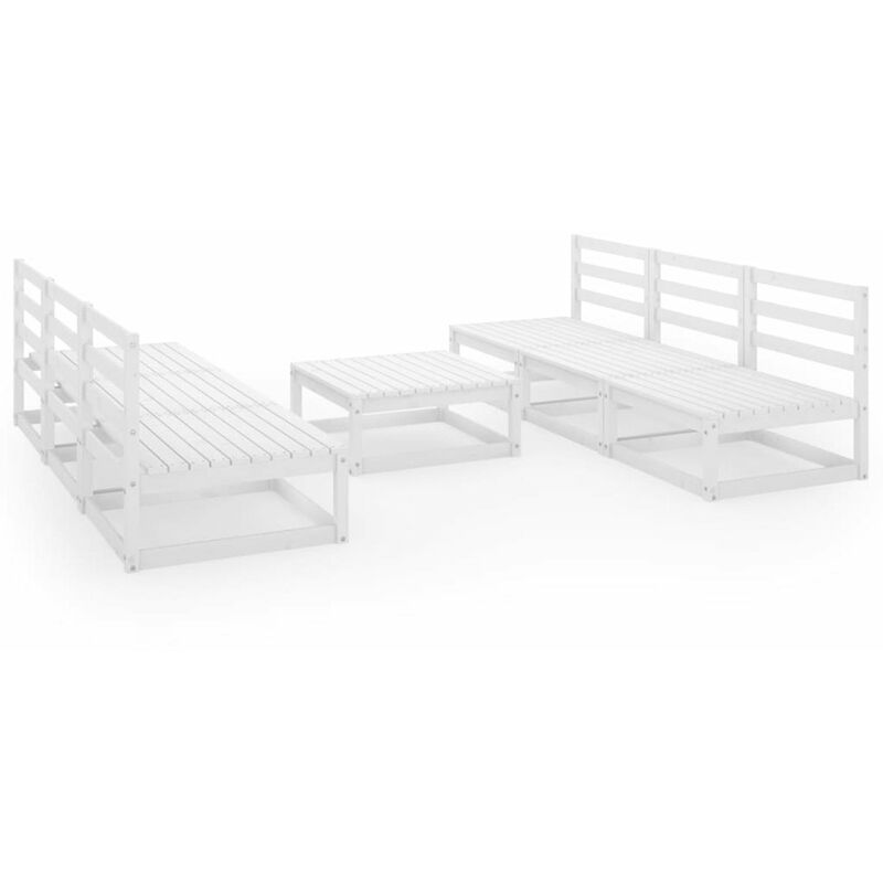 

Happyshopping - Set de salon de jardin de 7 pzas blanco madera maciza de pino