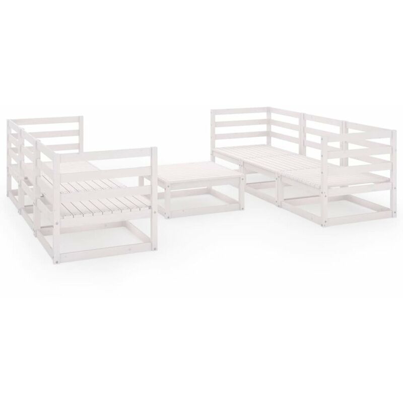 

Set de salon de jardin de 7 pzas blanco madera maciza de pino