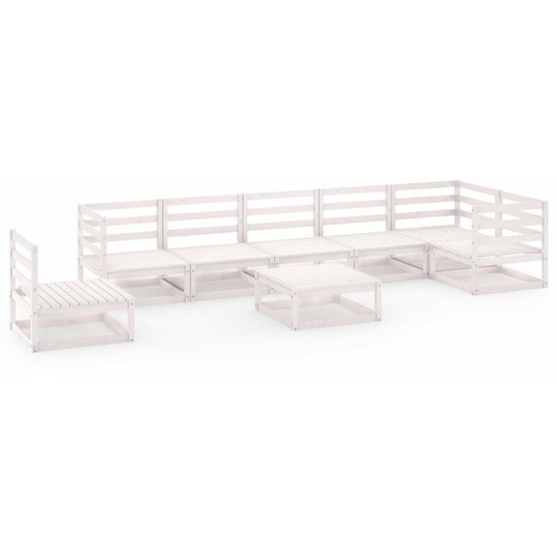 

Set de salon de jardin de 8 piezas blanco madera maciza de pino