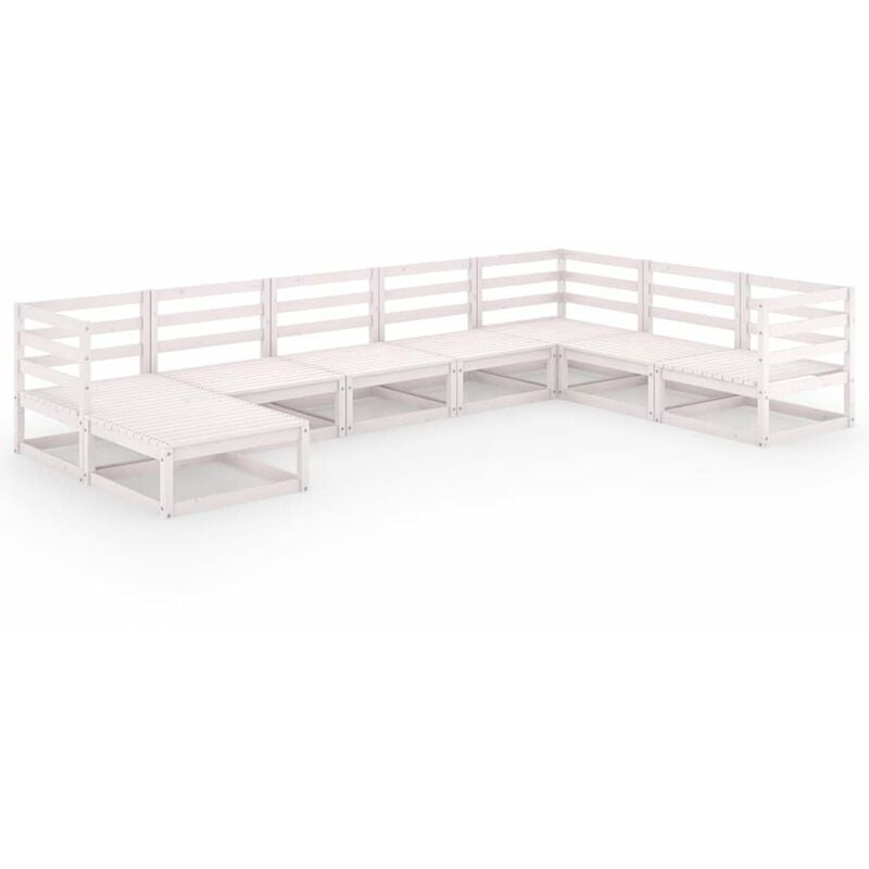 

Set de salon de jardin de 8 piezas blanco madera maciza de pino