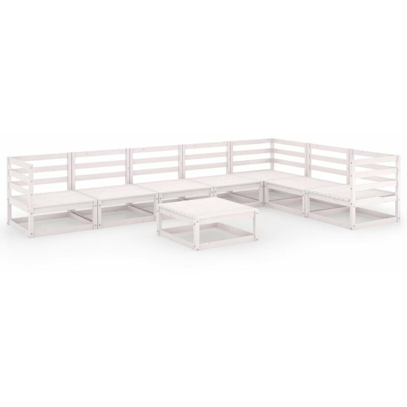 

Set de salon de jardin de 8 piezas blanco madera maciza de pino