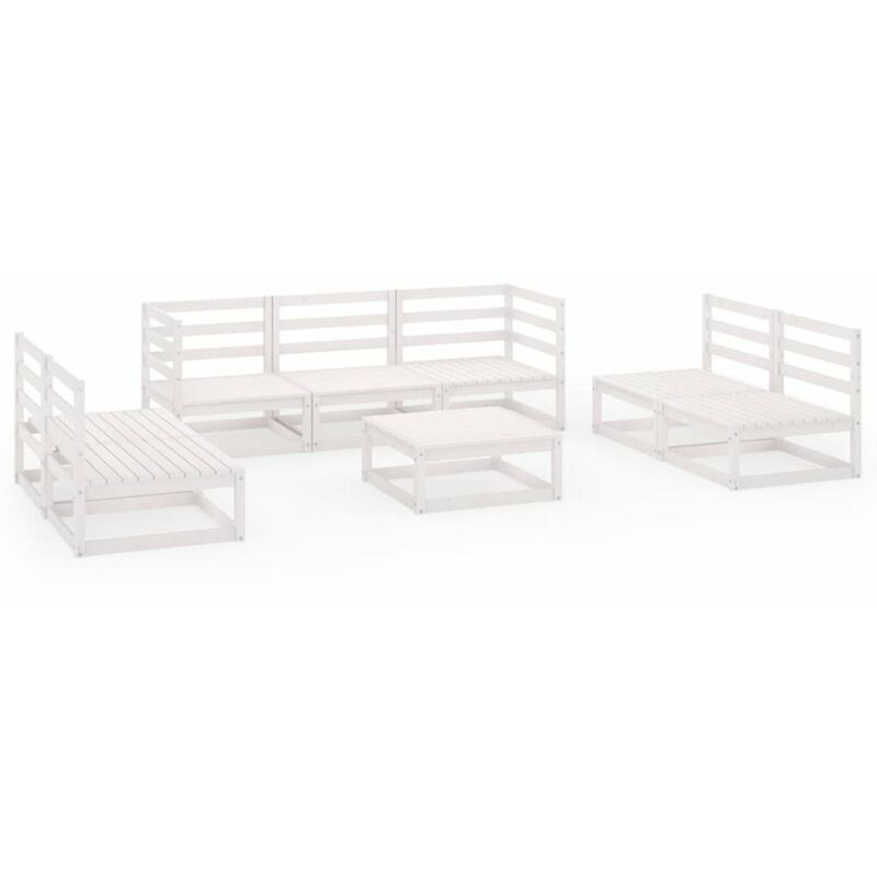 

Happyshopping - Set de salon de jardin de 8 piezas blanco madera maciza de pino
