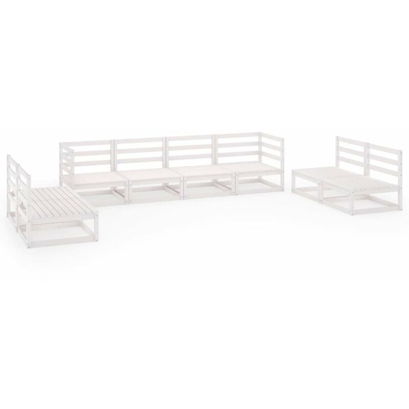 

Happyshopping - Set de salon de jardin de 8 piezas blanco madera maciza de pino