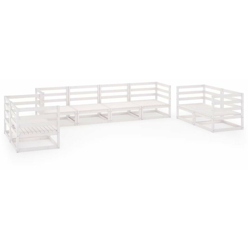 

Happyshopping - Set de salon de jardin de 8 piezas blanco madera maciza de pino