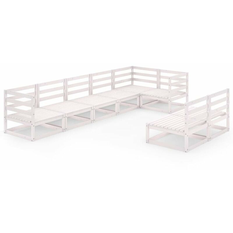 

Happyshopping - Set de salon de jardin de 8 piezas blanco madera maciza de pino