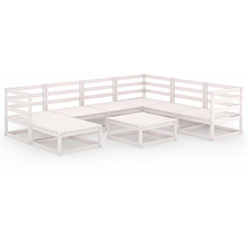 

Happyshopping - Set de salon de jardin de 8 piezas blanco madera maciza de pino