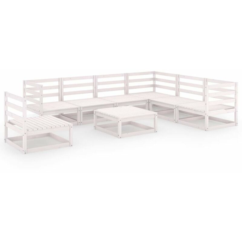 

Happyshopping - Set de salon de jardin de 8 piezas blanco madera maciza de pino