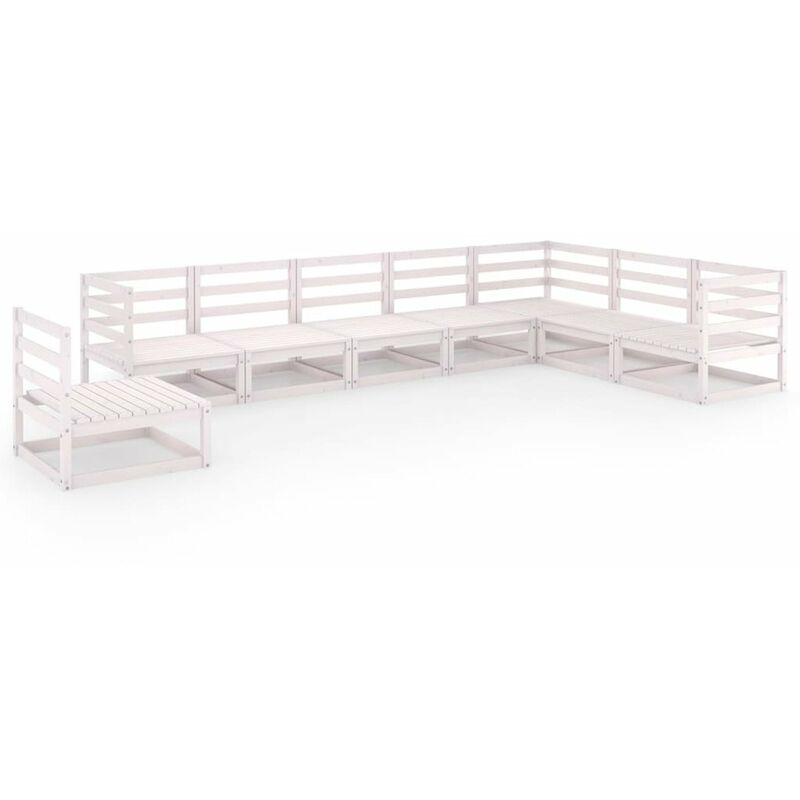 

Happyshopping - Set de salon de jardin de 8 piezas blanco madera maciza de pino