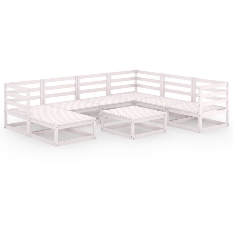 

Set de salón de jardín de 8 piezas blanco madera maciza de pino