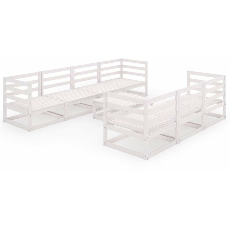 

Set de salon de jardin de 8 piezas blanco madera maciza pino