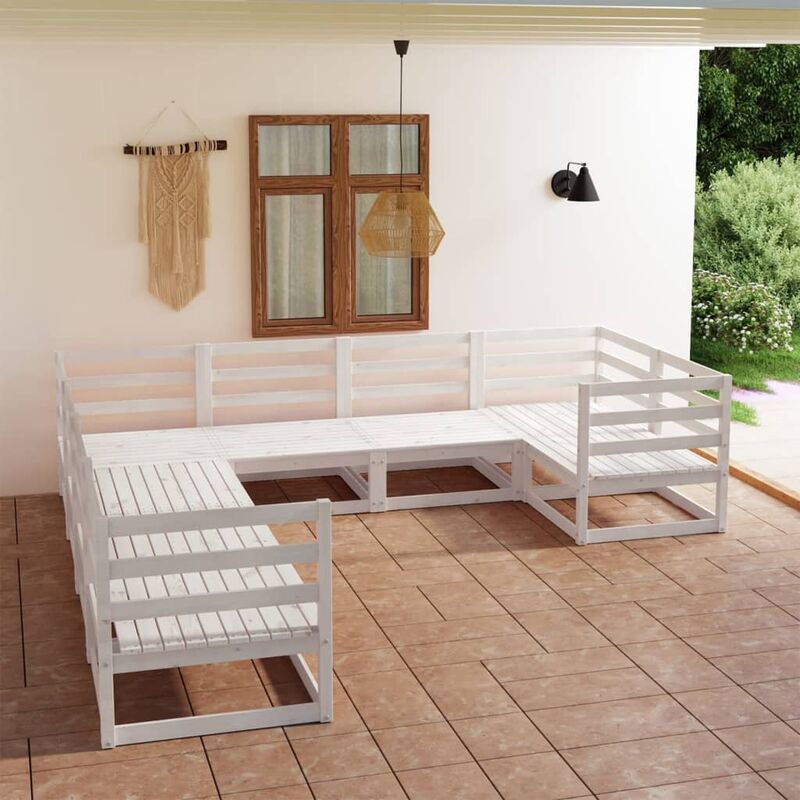 

Set de salón de jardín de 8 piezas madera maciza de pino
