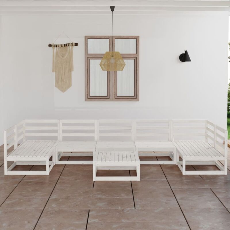 

Set de salón de jardín de 8 piezas madera maciza de pino
