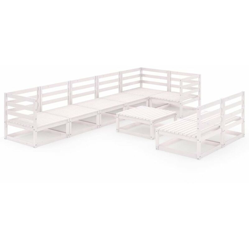 

Set de salon de jardin de 9 piezas blanco madera maciza de pino