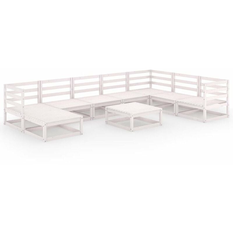 

Set de salon de jardin de 9 piezas blanco madera maciza de pino
