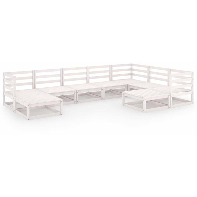 

Set de salon de jardin de 9 piezas blanco madera maciza de pino
