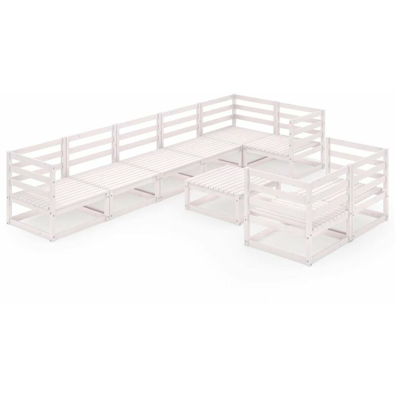 

Happyshopping - Set de salon de jardin de 9 piezas blanco madera maciza de pino